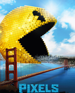 il poster di pixels mostra pac-man intento a mangiare la città di san francisco - nerdface