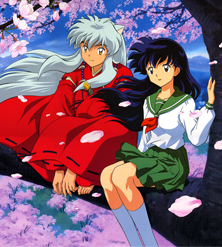 inuyasha e kagome sono seduti su un ramo di un albero - nerdface