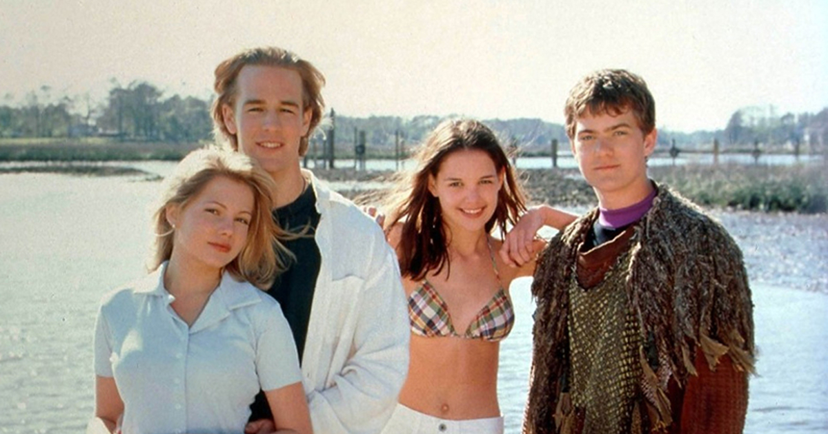 i quattro ragazzi di dawson's creek sono davanti un lago - nerdface