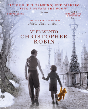 padre figlio e winnie the pooh si tengono per mano nel poster di vi presento christopher robin - nerdface