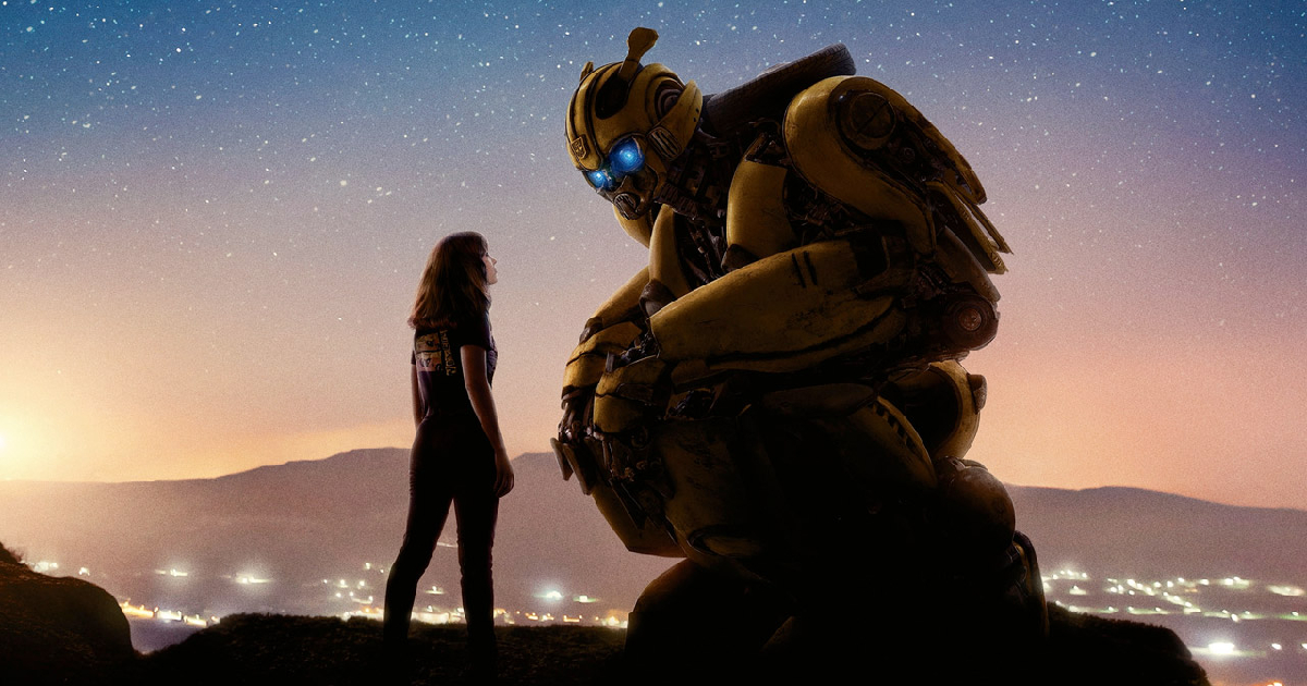 bumblebee guarda la sua mia umana sullo sfondo di un cielo stellato - nerdface