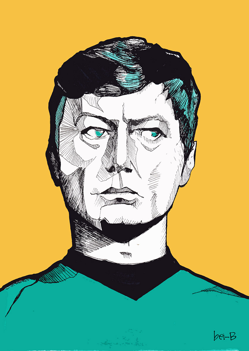 un artwork a colori di deforest kelley realizzato da bei-b - nerdface