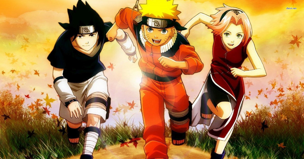 naruto corre insieme a sasuke e hinata - nerdface