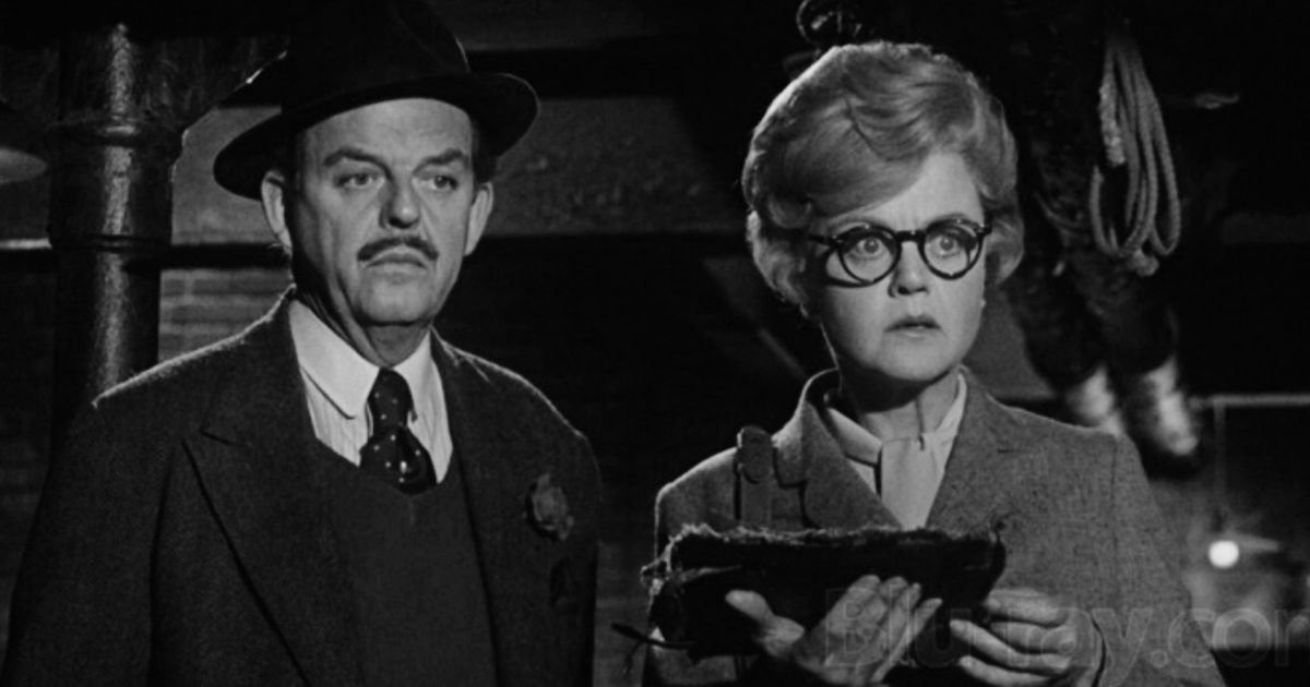 david tomlinson in pomi d'ottone e manici di scopa insieme ad angela lansbury - nerdface