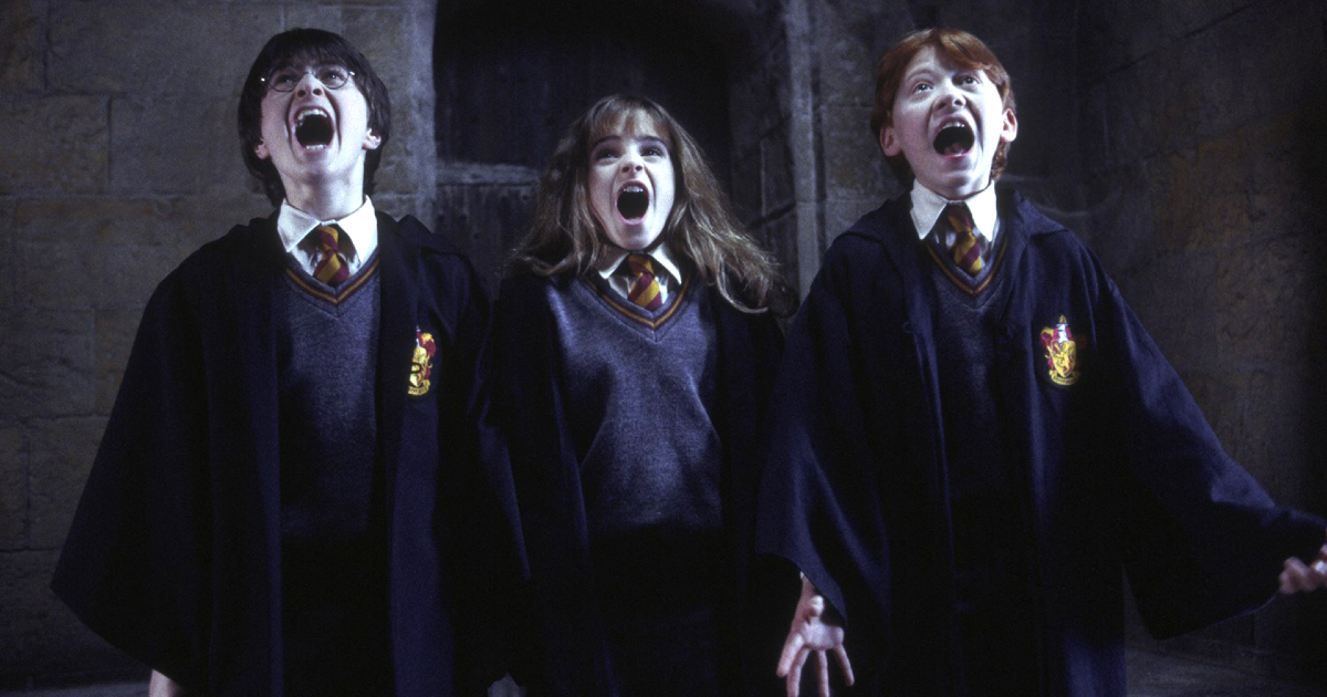 harry, hermione e ron urlano in uno dei film di harry potter: immaginate se ci fosse stato pure tim roth! - nerdface