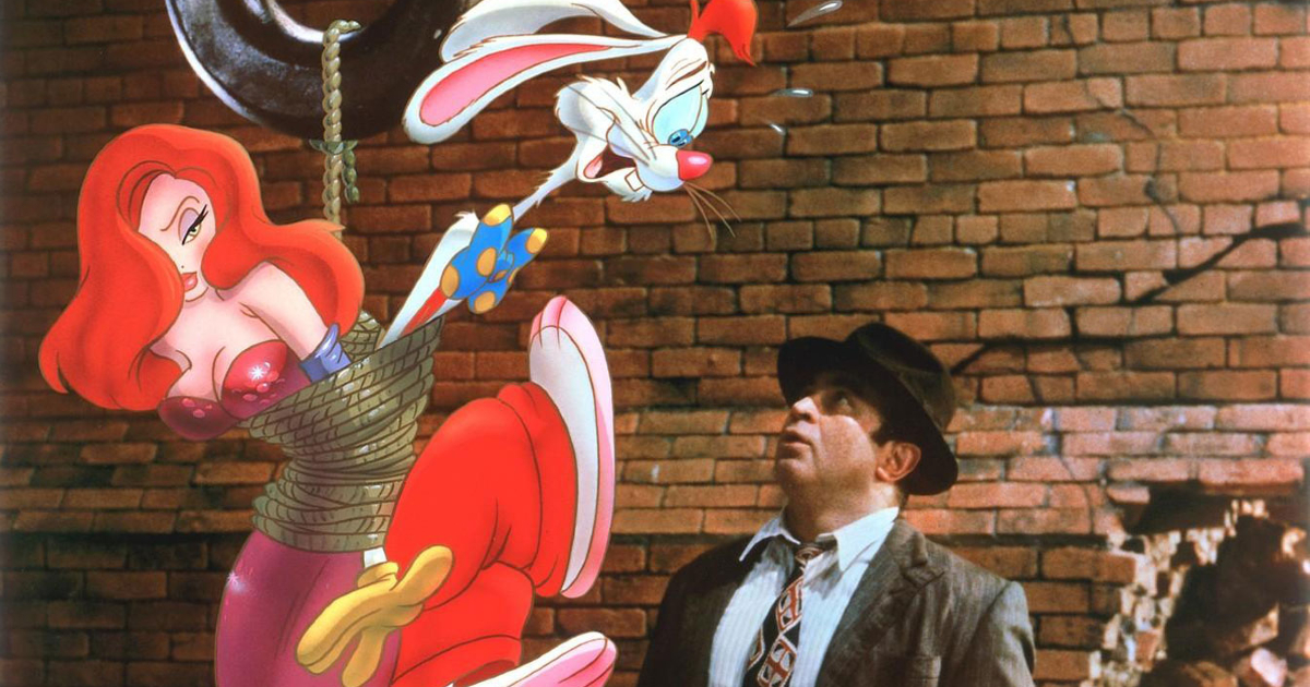 il detective osserva roger rabbit legato insieme a jessica rabbit: non è male essere incastrato... - nerdface