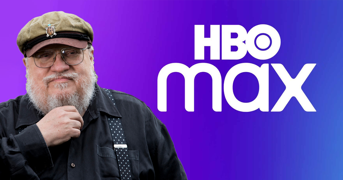 La faccia Simpatica di George R.R. Martin, con la barba bianca, gio occhiali e l'immancabile scoppola, accanto al logo di HBO MAX. Cosa bolle in pentola?