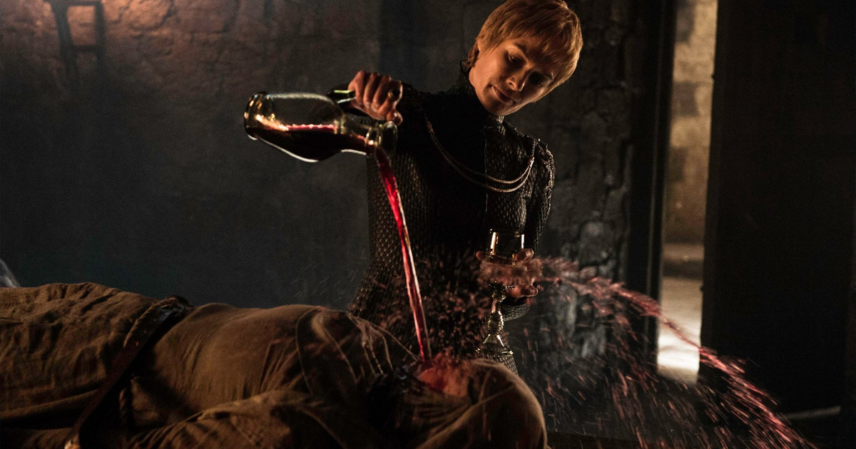 finale di septa unella, sdraiata e legata mentre cersei le getta del vino in faccia con la pratica del waterboarding - nerdface