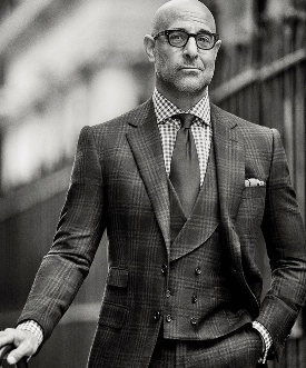 stanley tucci in un elegante completo col doppio petto - nerdface