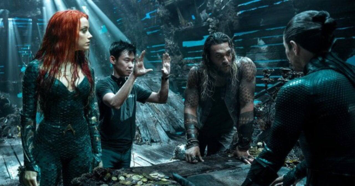 james wan insieme a jason momoa e amber heard sul set di aquaman - nerdface