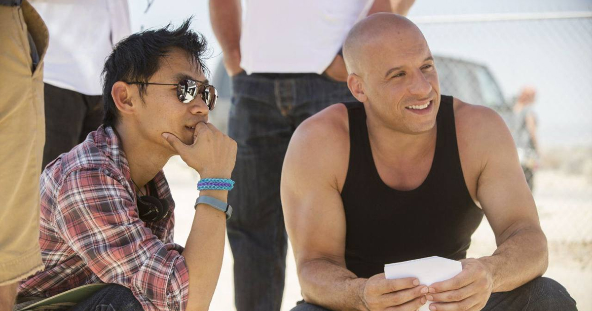 james wan insieme a vin diesel sul set di fast & furious 7 - nerdface