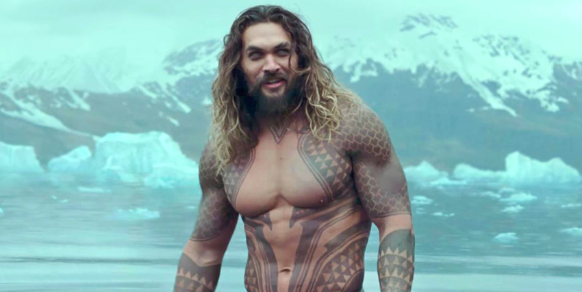 Primo piano di Jason Momoa in Aquaman - nerdface