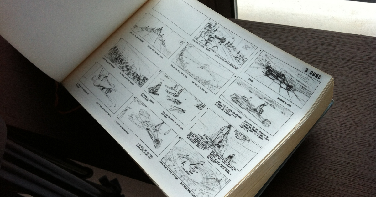 una pagina del voluminoso storyboard disegnato da moebius per il dune di jodorowsky - nerdface