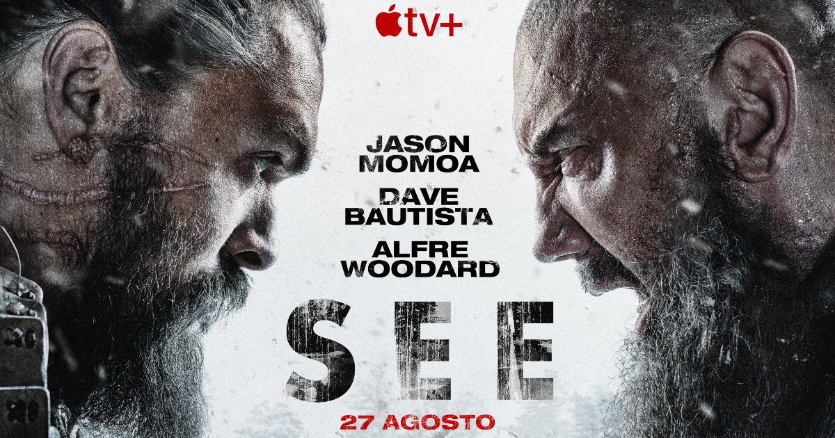 la key art di see vede contrsapposti i due fratelli interpretati da dave bautista e jason momoa - nerdface