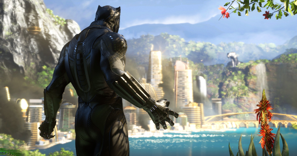 black panther di spella guarda la sua città nascosto dalla giungla - nerdface