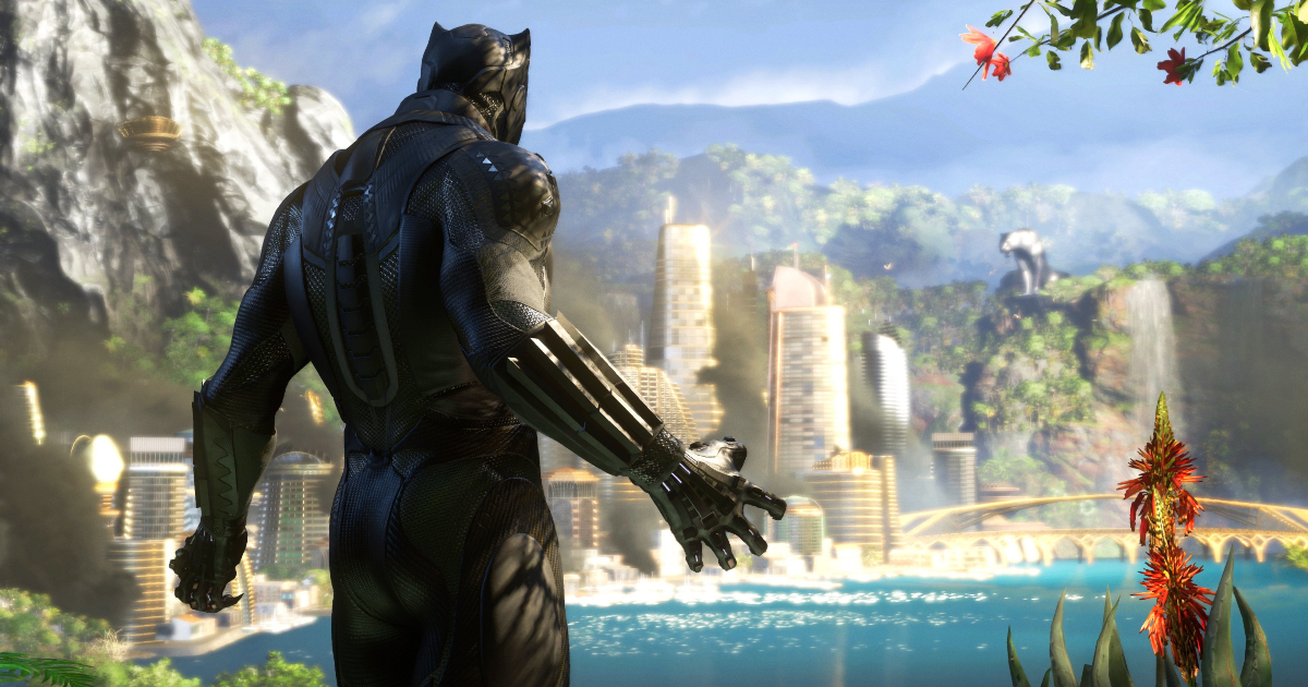 black panther di spella guarda la sua città nascosto dalla giungla - nerdface