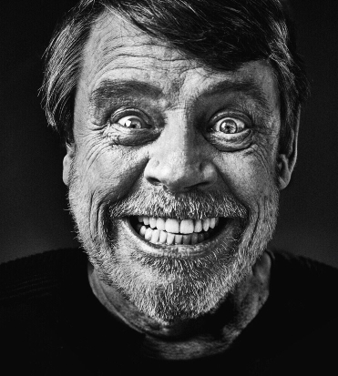 mark hamill in una foto in bianco e nero ni cui fa una smorfia buffissima - nerdface