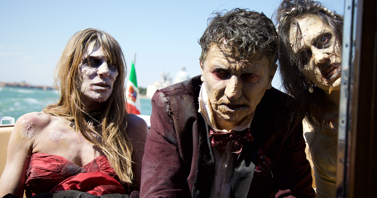 gli zombie sono un motoscafo e stanno per sbarcare al lido di venezia - nerdface