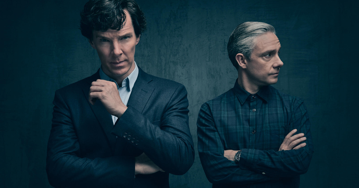 un ritratto di benedict cumberbatch e martin freeman in sherlock - nerdface