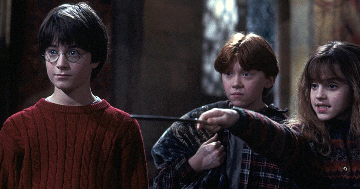 Harry Potter insieme ai suoi compagni Ron e Hermione - nerdface