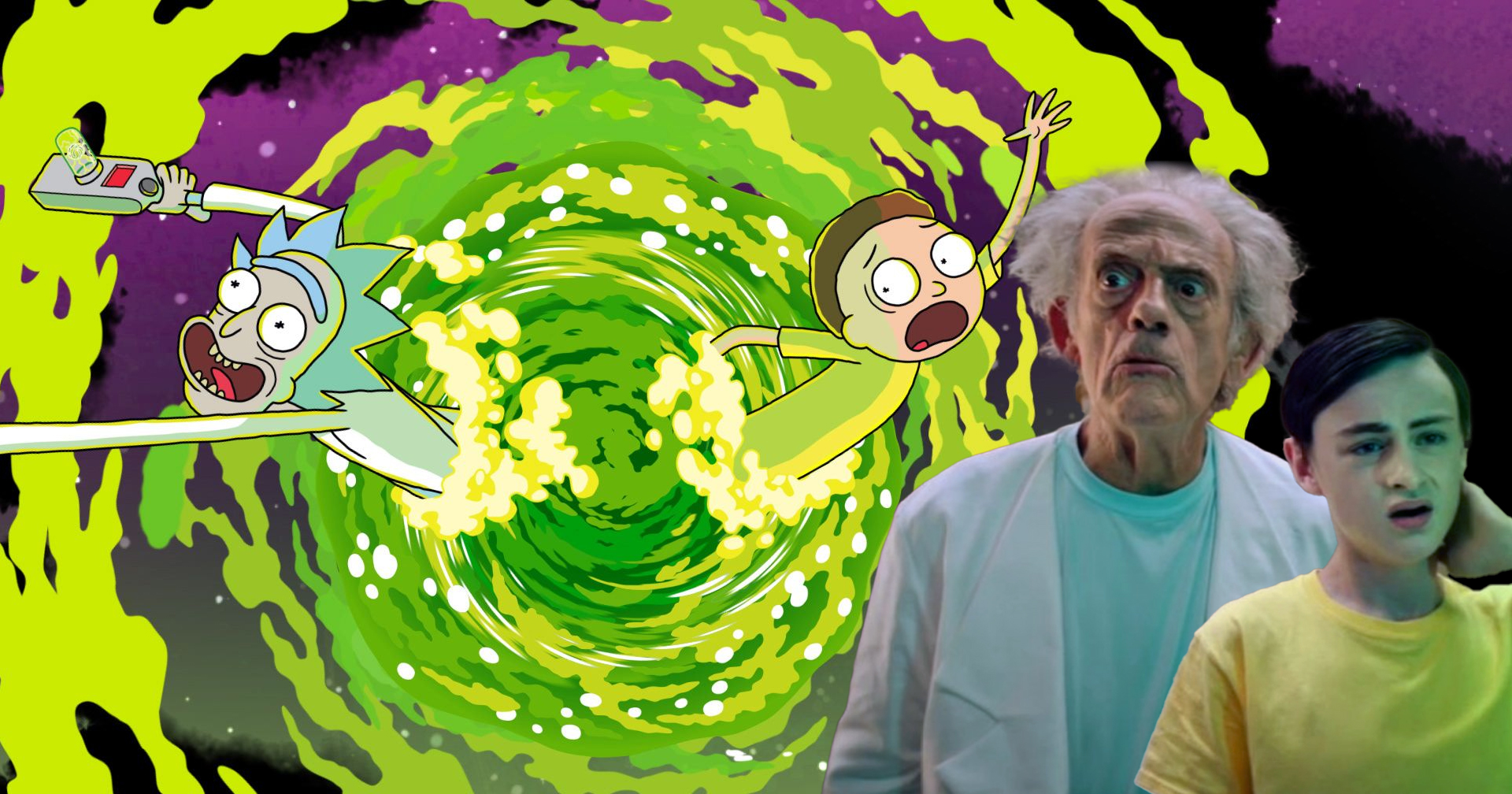 Rick e Morty osservano le loro controparti animate