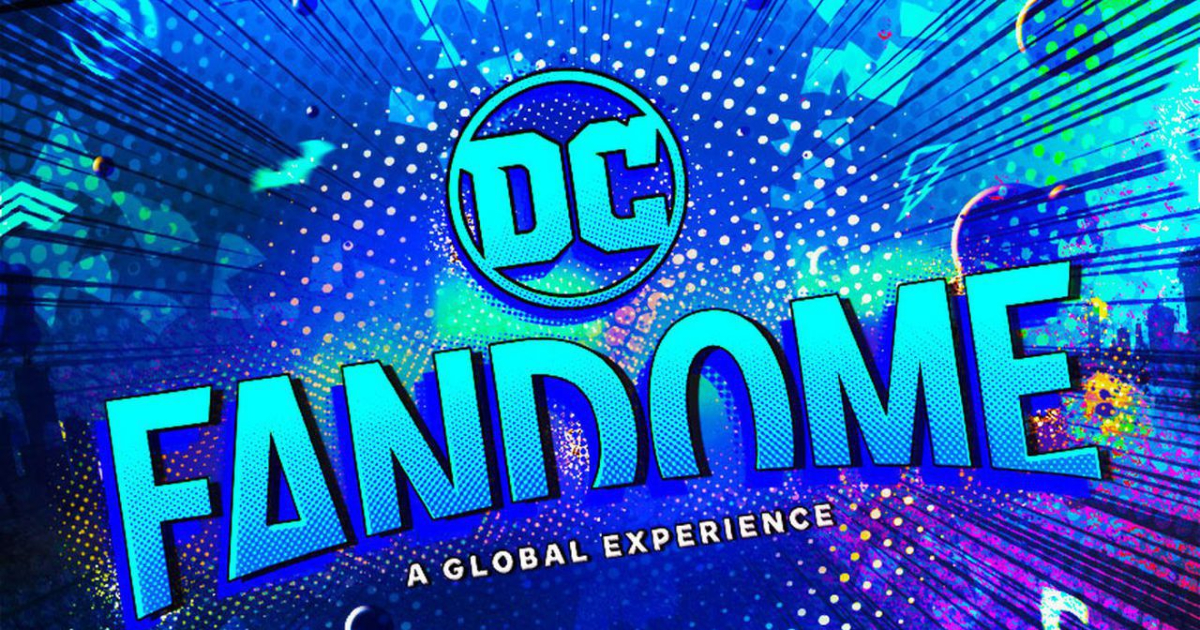 un banner col logo fluo del dc fandome 2021 - nerdface