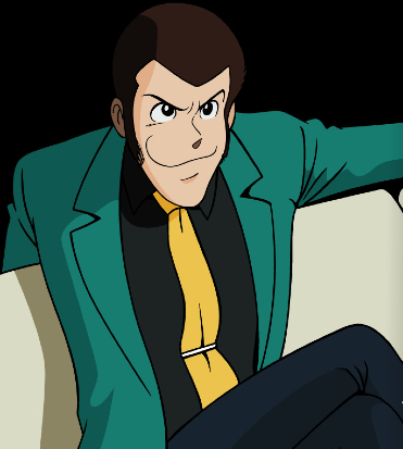 lupin con sguardo risoluto è seduto su una poltrona - nerdface