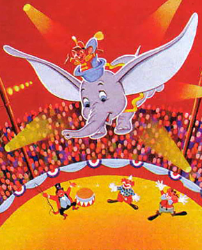 il poster italiano originale di dumbo del 1041 vede l'elefantino volare nel circo - nerdface
