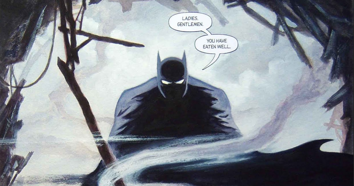 batman spunta dalle ombre e dice 