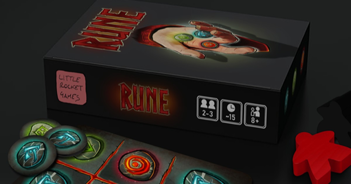 La scatola del gioco da tavola Rune di Little Rocket Games - nerdface
