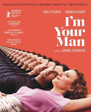 il poster di i'm your man mostra lei stesa e accanto ci sono infiniti cloni dello stesso uomo - nerdface