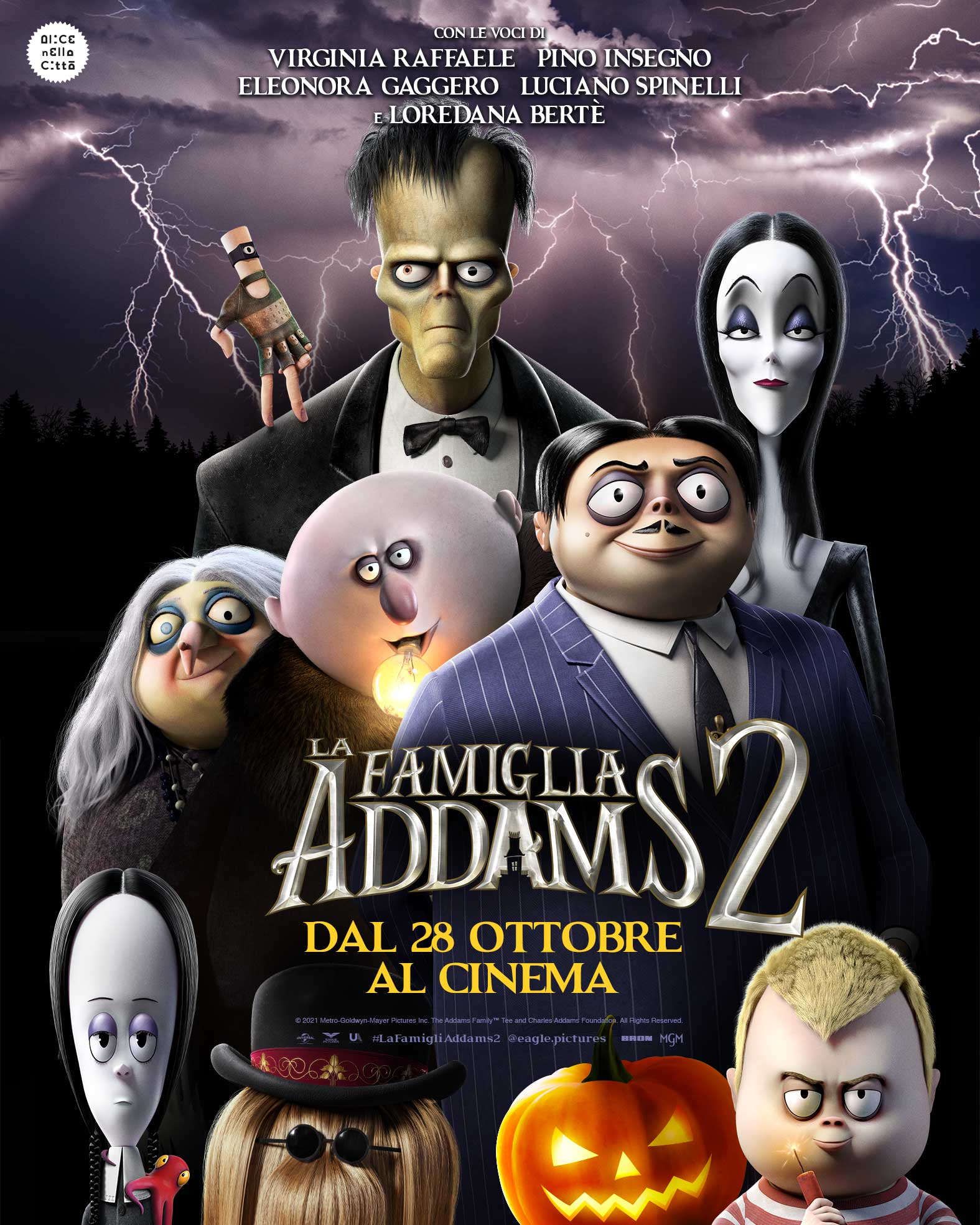 il poster de la famiglia addams 2 vede tutti i membri e una zucca di halloween - nerdface