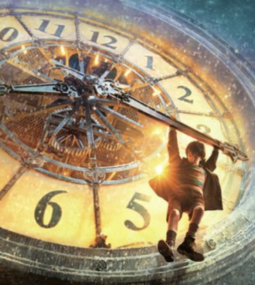 il poster di hugo cabret mostra il protagonista appeso alla lancetta di un gigantesco orologio - nerdface