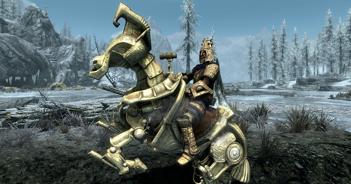 un cavaliere monta un cavallo meccanico - nerdface
