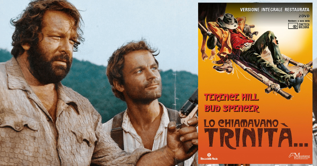 bud spencer e terence hill accanto alla cover dell'home video - nerdface