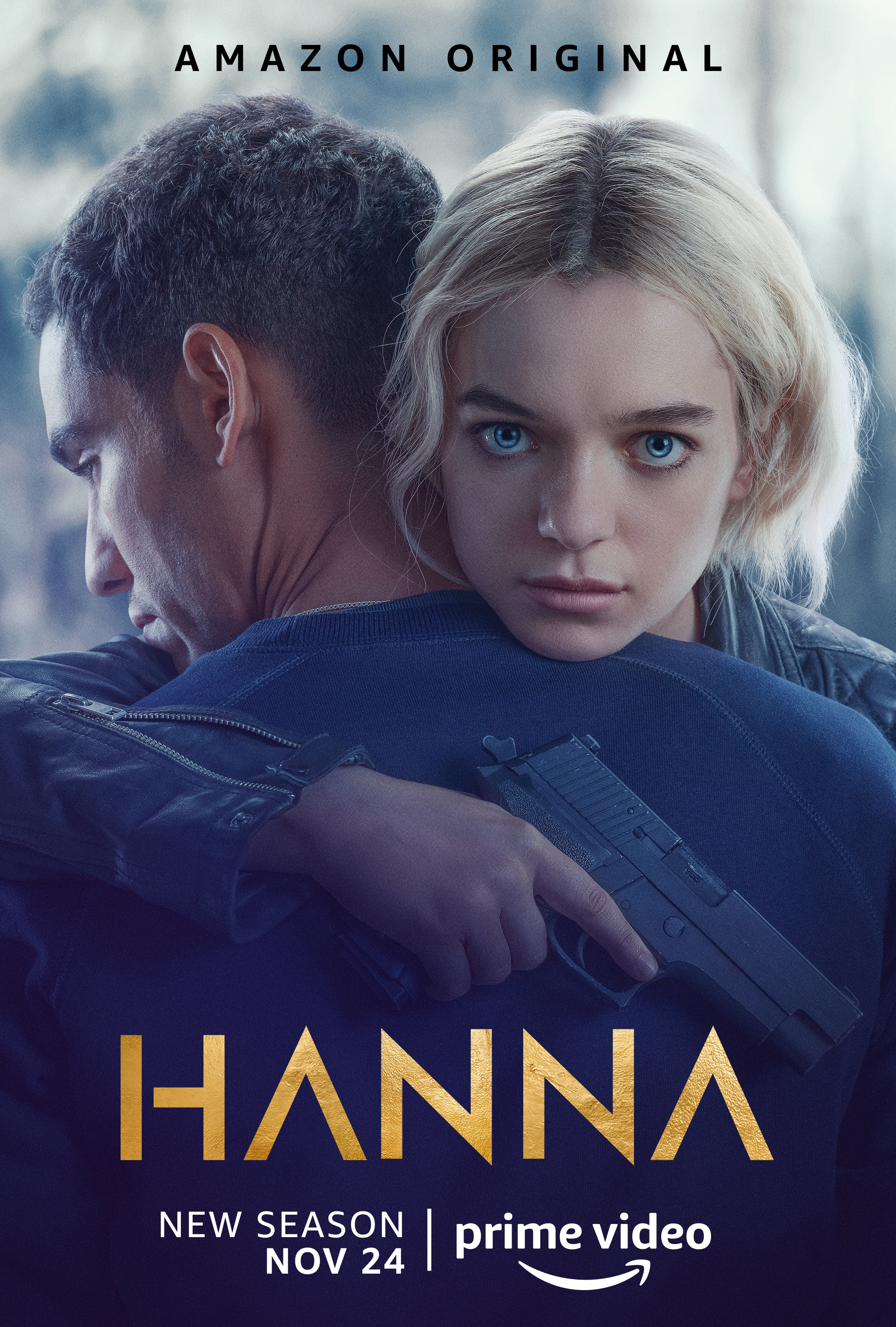 nel poster ufficiale hanna abbraccia un uomo impugnando una pistola - nerdface