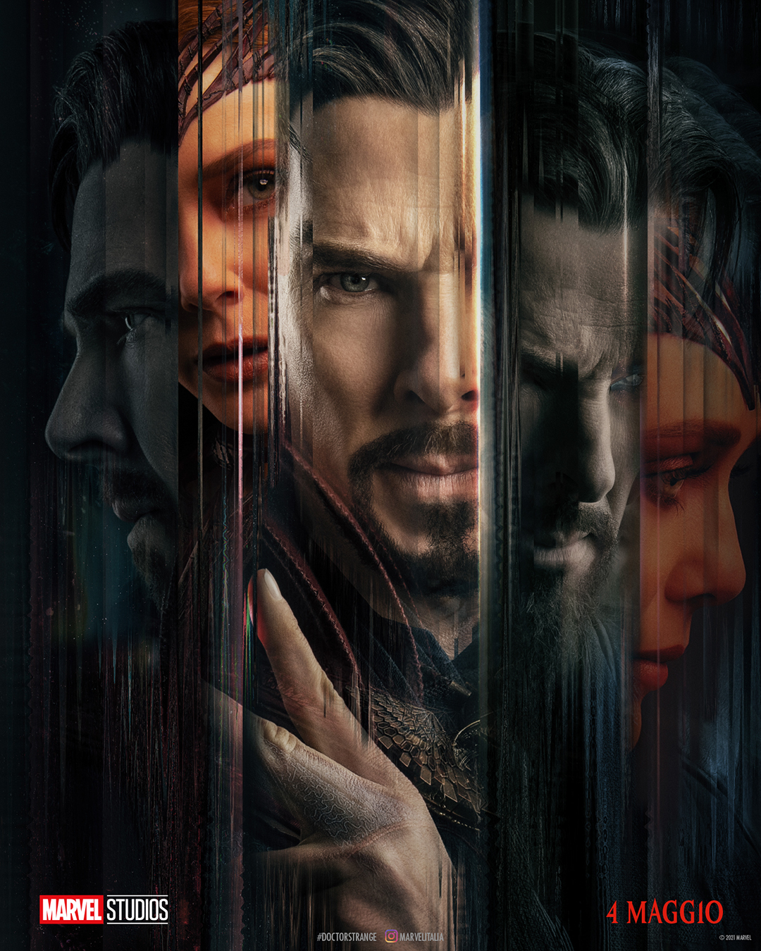 Steven Strange e Wanda Maximoff nel nuovo poster di Doctor Strange nel Multiverso della follia