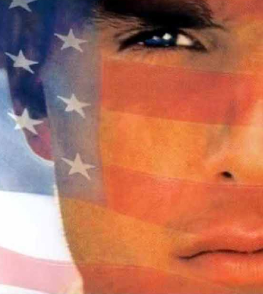 il volto di tom cruise è colorato con la bandiera americana - nerdface