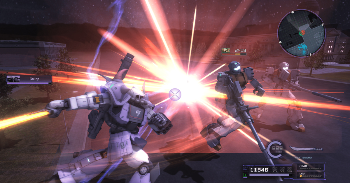 il gundam giocabile combatte contro un nemico in Mobile Suit Gundam Code Fairi