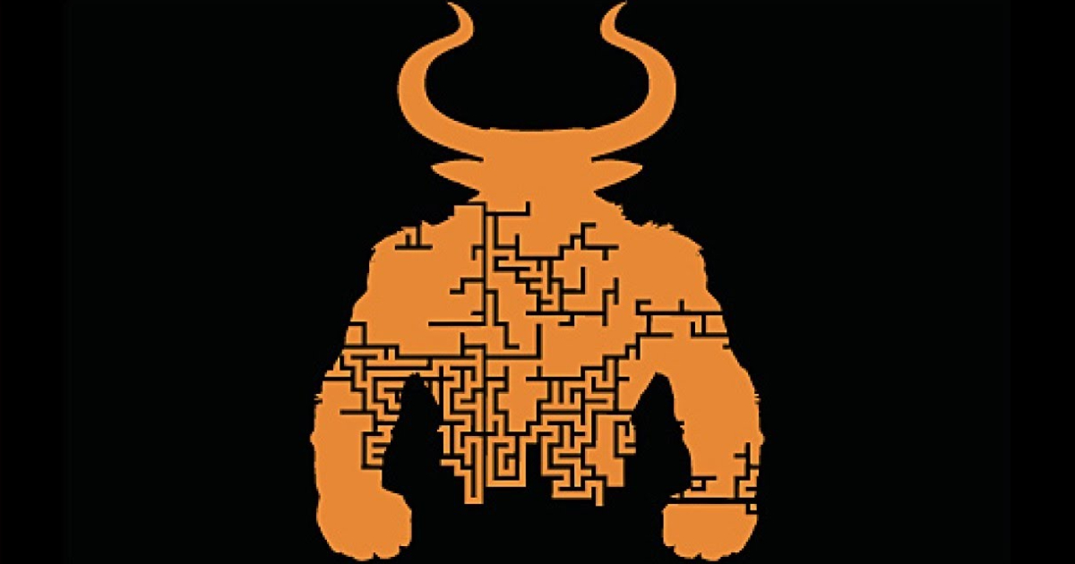 il logo del gioco minothaur è un labirinto costruito dentro la sua sagoma- nerdface