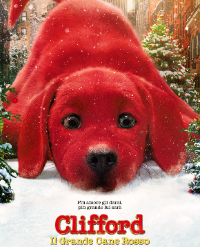 clifford è enorme ed è in posizione di gioco in un viale innevato - nerdface