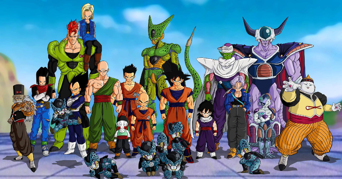 tutti i personaggi principali di dragon ball z in una immagine di gruppo - nerdface