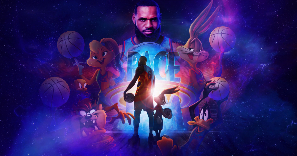 i looney toons e Lebron James nel poster di Space Jam New Ledgends - nerdface