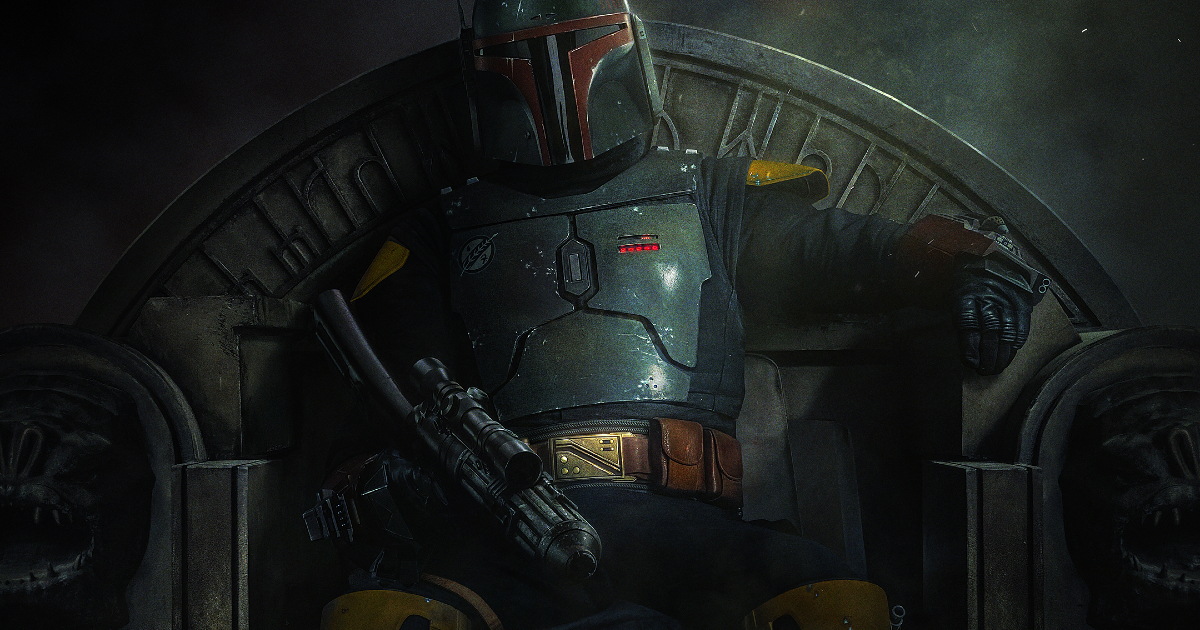 boba fett è seduto in armatura sul trono di jabba the hutt - nerdface