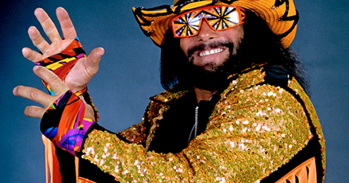 randy savage in abiti luccicanti, occhiali e cappello è pronto per una royal rumble - nerdface