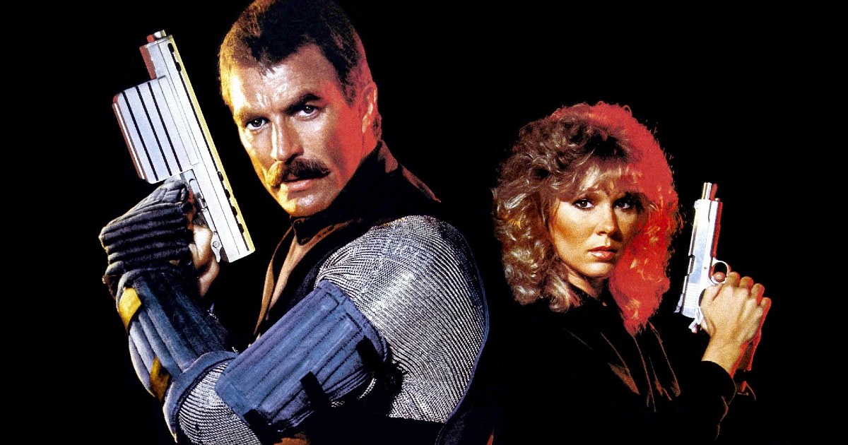 tom selleck con la protagonista femminile in posa con l'arma in pugno - nerdface