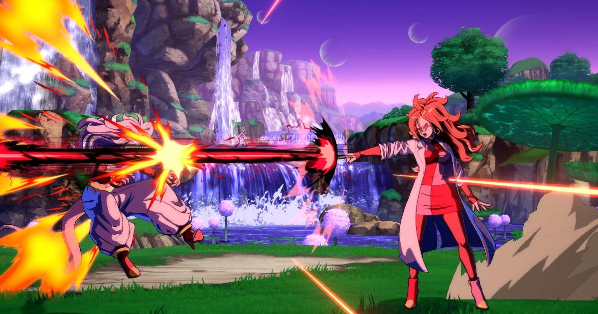 android 21 attacca il suo avversario con un raggio rosso - nerdface