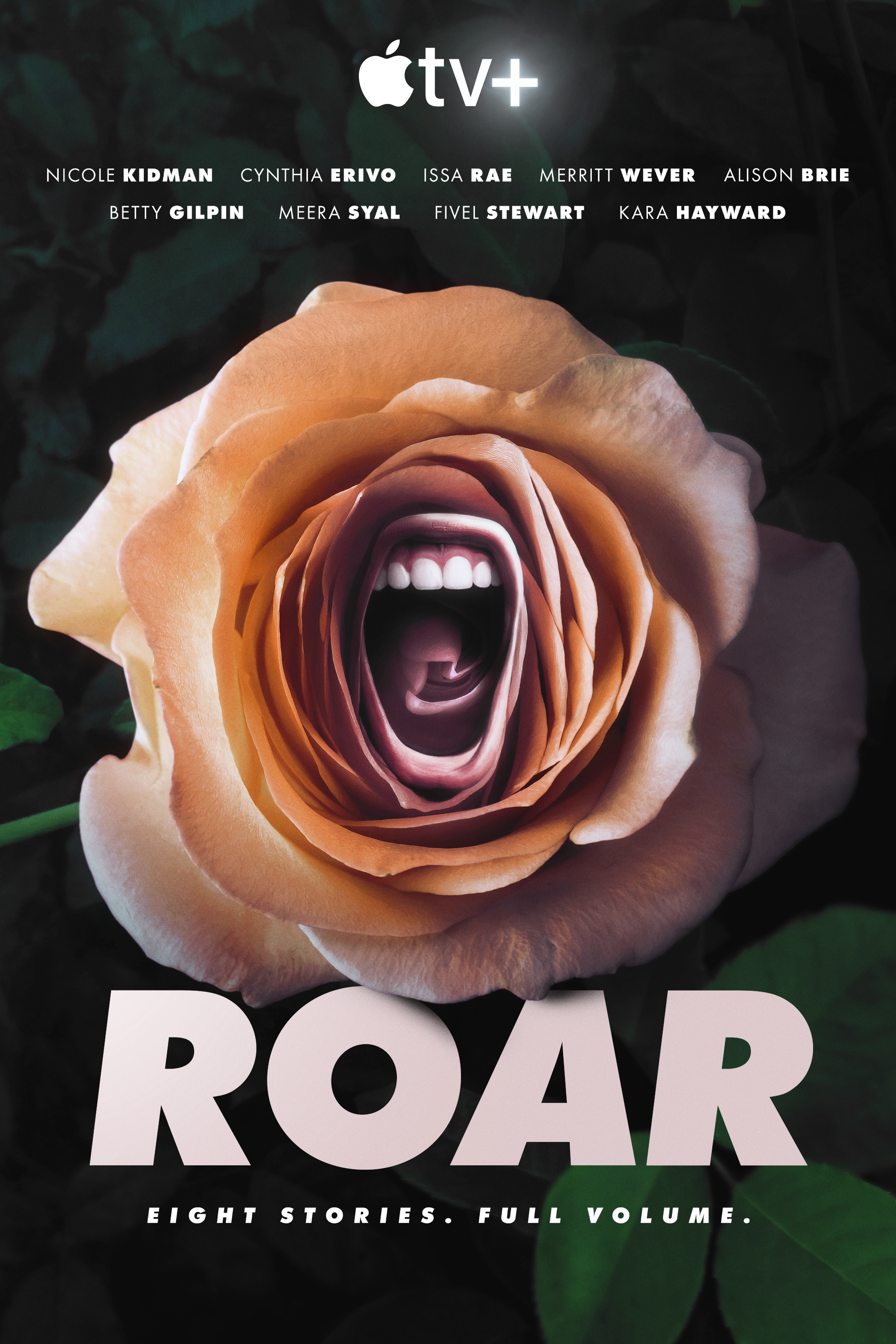 una rosa con dentro una bocca che urla è al centro del poster di roar - nerdface