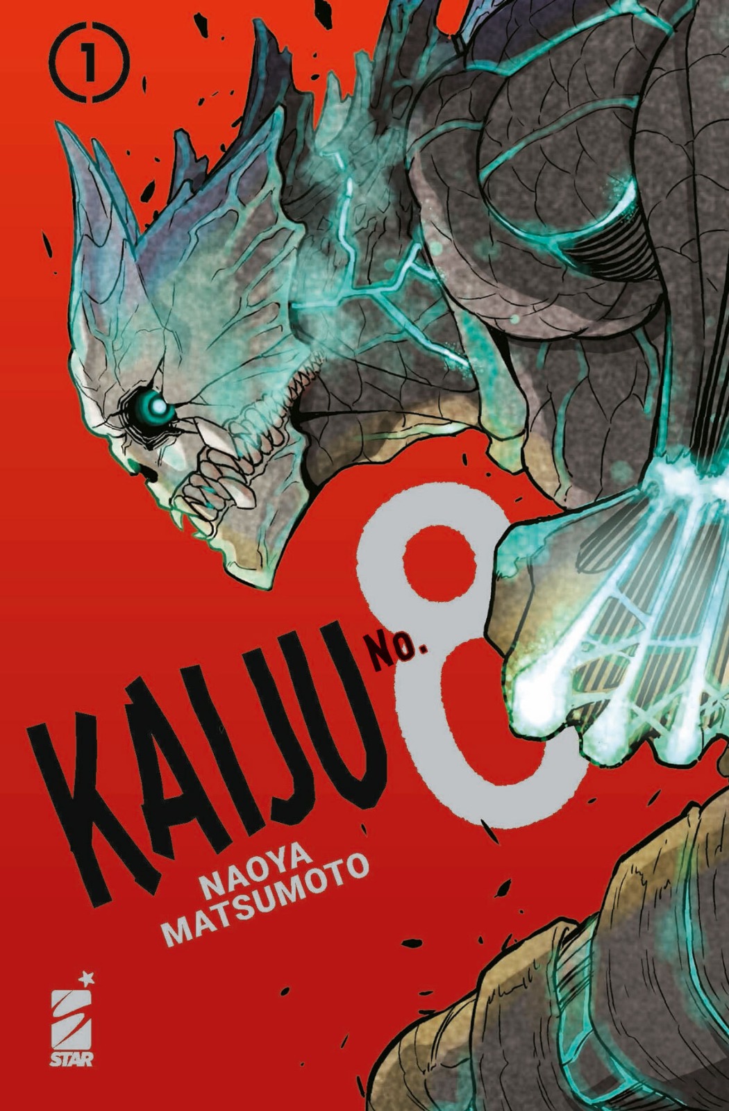 kafka nella sua forma kaiju nella copertina del manga kaiju no. 8 - nerdface