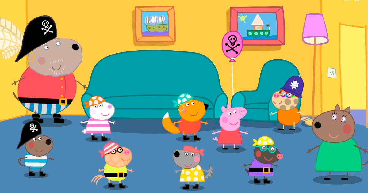 Peppa pig e i suoi amici in compagnia di un pirata - nerdface